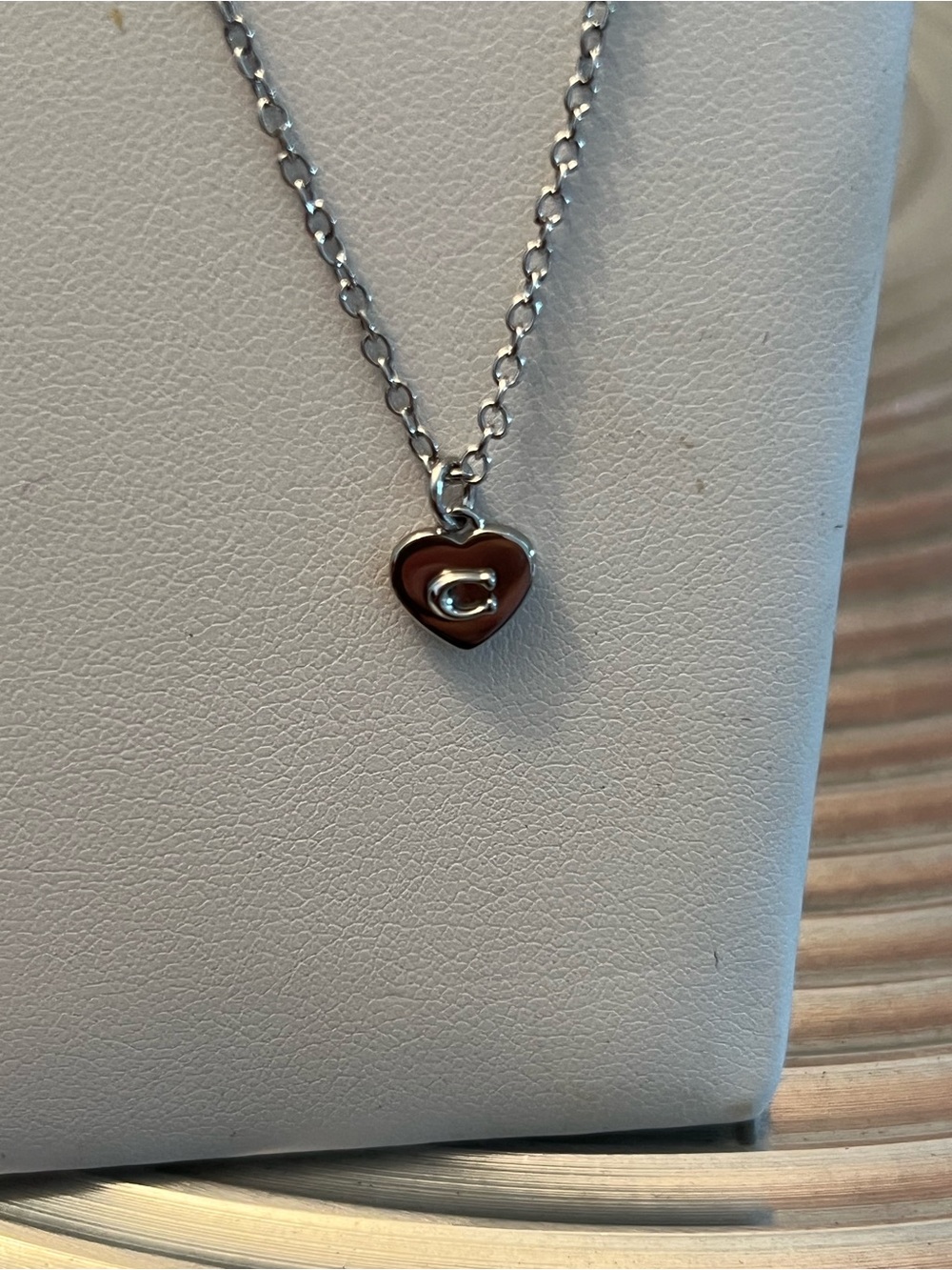 Coach Silver Heart Pendant Necklace with Signature hangtag, care card and dusty. - Picture 5 of 10